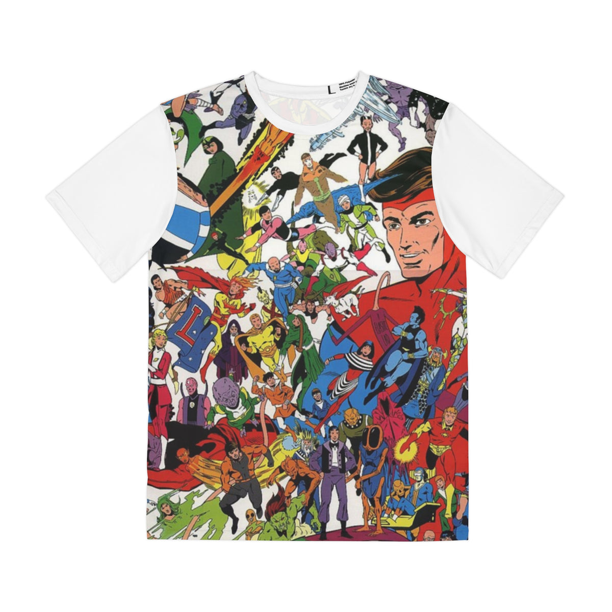 Legion of Super-Heroes All-Over Print Tee (Polyester) - Keith Giffen Poster Art - DC Comics (IMPROVED PLACEMENT AND PRINTING TECHNIQUES)