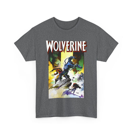 Wolverine T-Shirt - Mike Mignola Art - Jungle Adventure - Savage Land Story - Vs A Dinosaur - Logan, X-Men Member - Marvel Comics