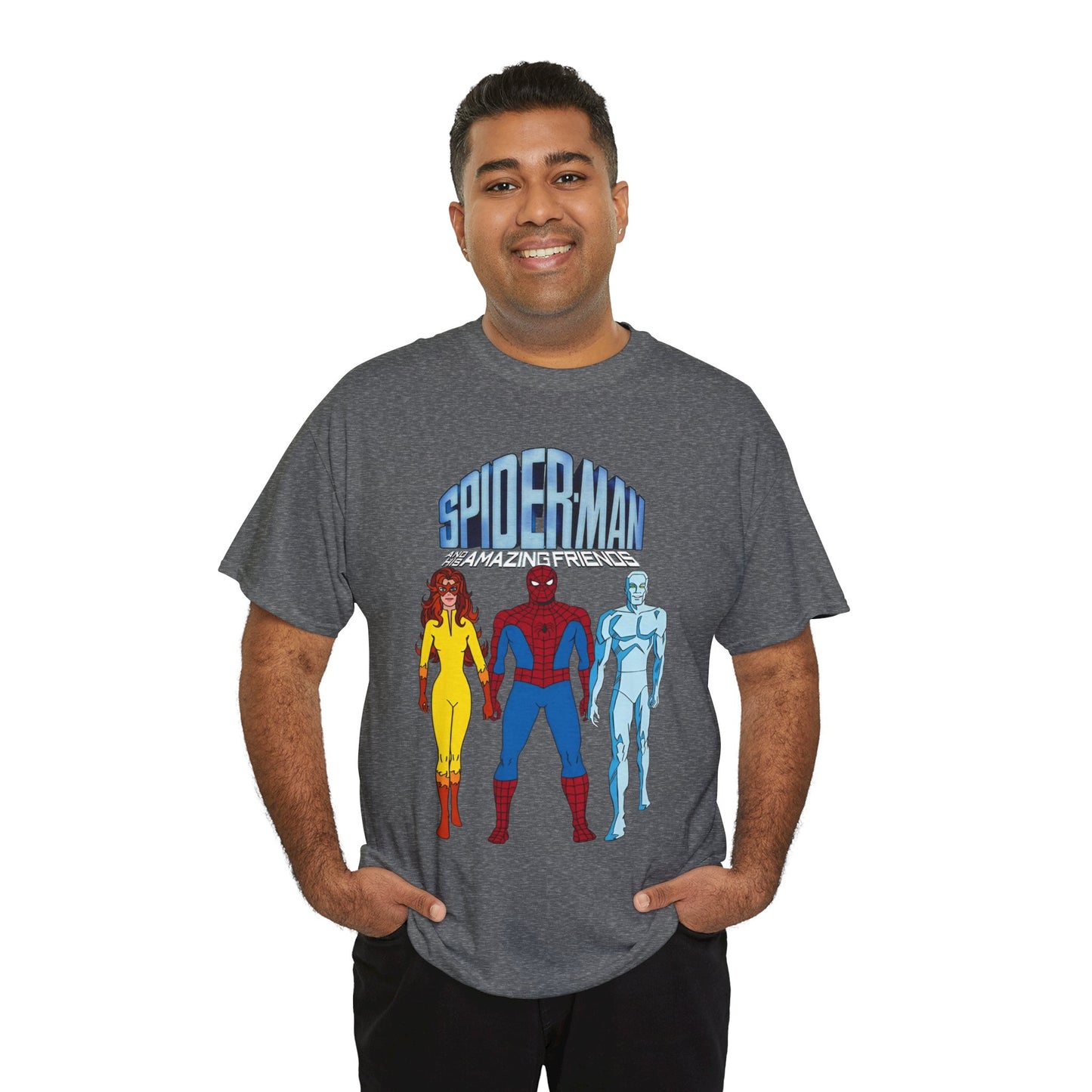 Spider-Man & His Amazing Friends T-Shirt - Spidey, Firestar, Iceman - Popular 1980s Marvel TV Cartoon - Marvel Comics