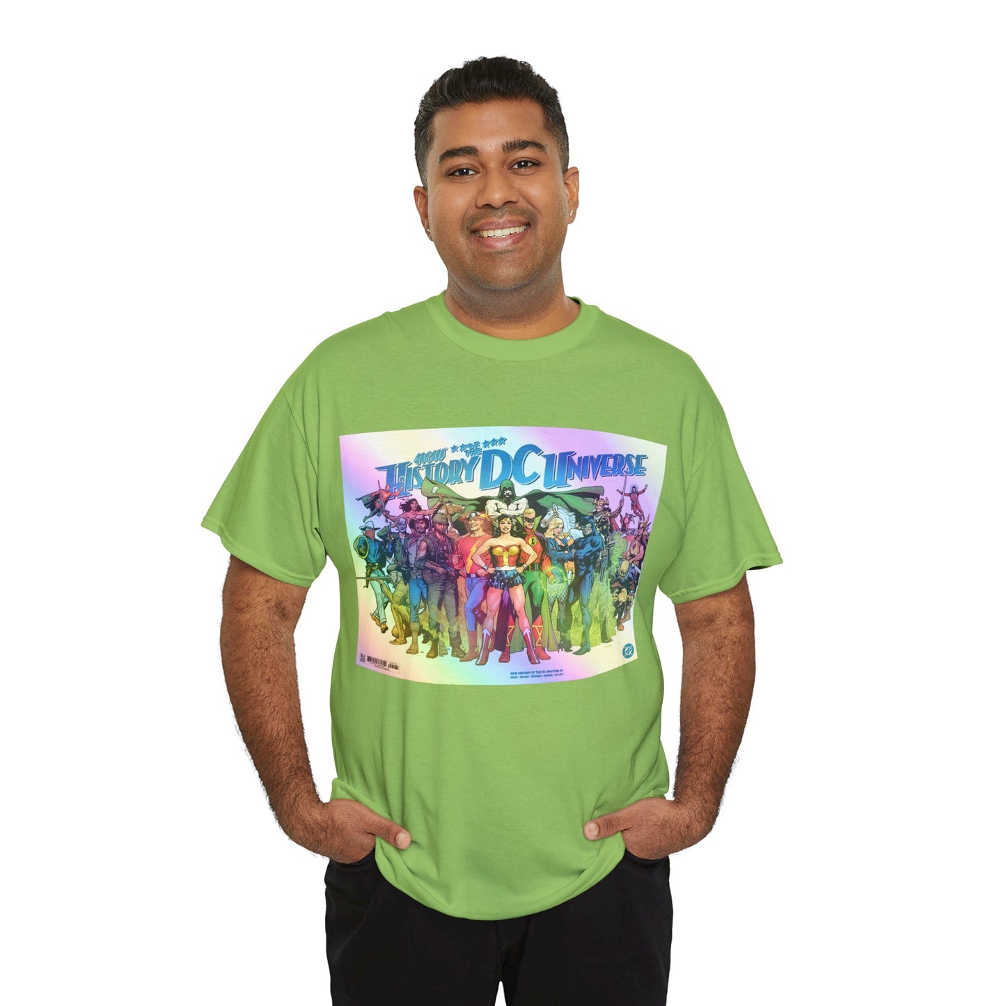 New History of the DC Universe T-Shirt - Wonder Woman, Wildcat, Black Canary, Sgt. Rock, Etrigan, Spectre, Jonah Hex - DC Comics