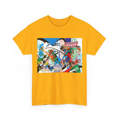 Justice League of America #200 T-Shirt - George Perez Art - Superman, Batman, Zatanna, Wonder Woman, Elongated Man, Martian Manhunter, Black Canary, Atom, Firestorm - DC Comics