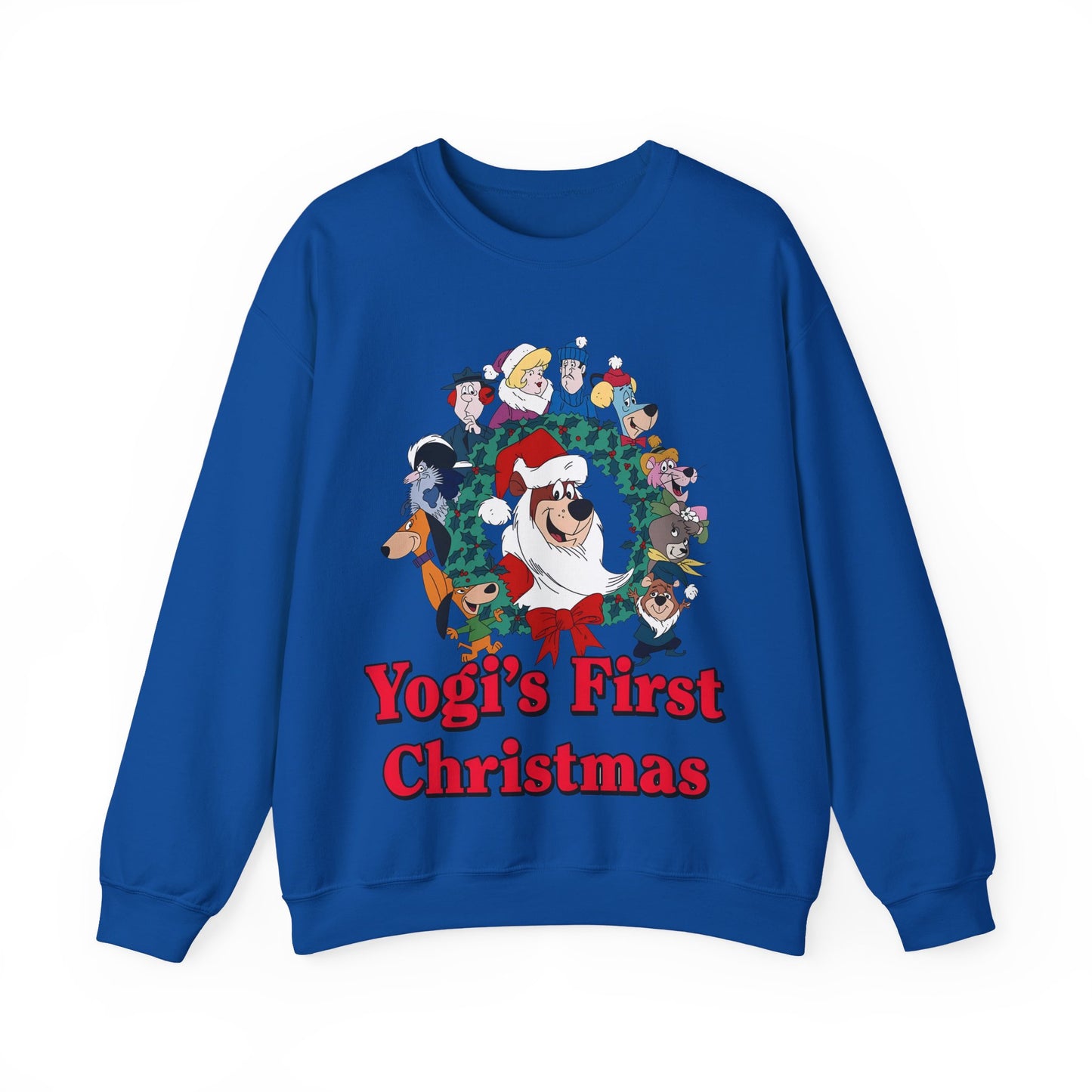 Yogi's First Christmas Crewneck Sweatshirt - Hanna-Barbera TV Holiday Special - Snagglepuss, Huckleberry Hound, Ranger Smith