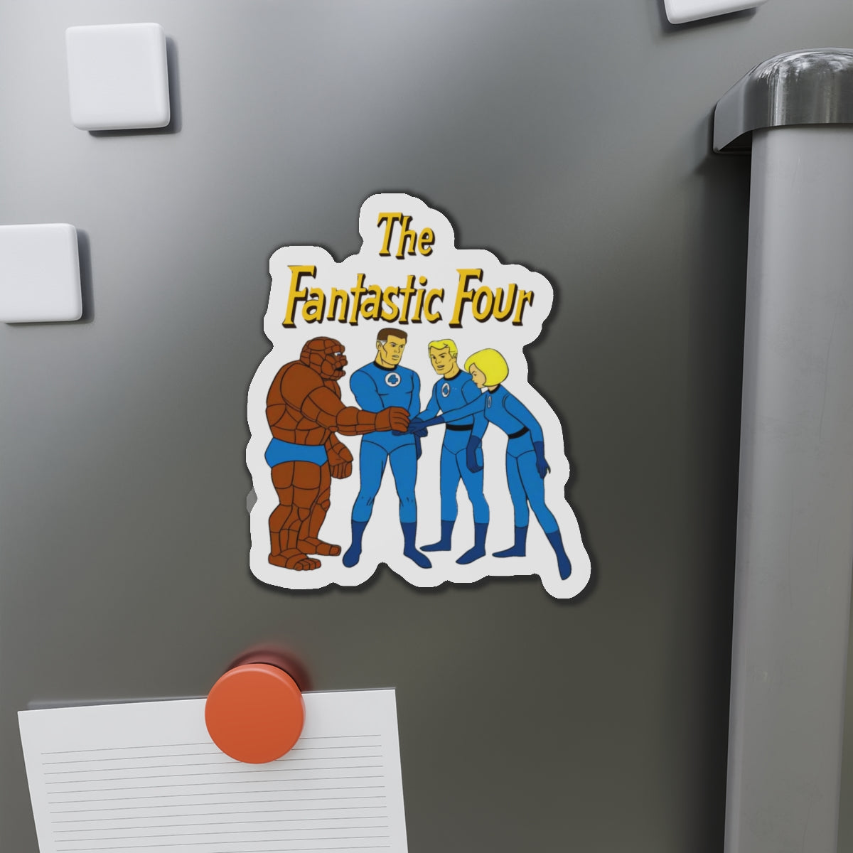 Fantastic Four Die-Cut Magnet - Hanna-Barbera Cartoon - Reed Richards, Invisible Girl, Human Torch, The Thing - Marvel Comics - 3", 4", 5", 6"
