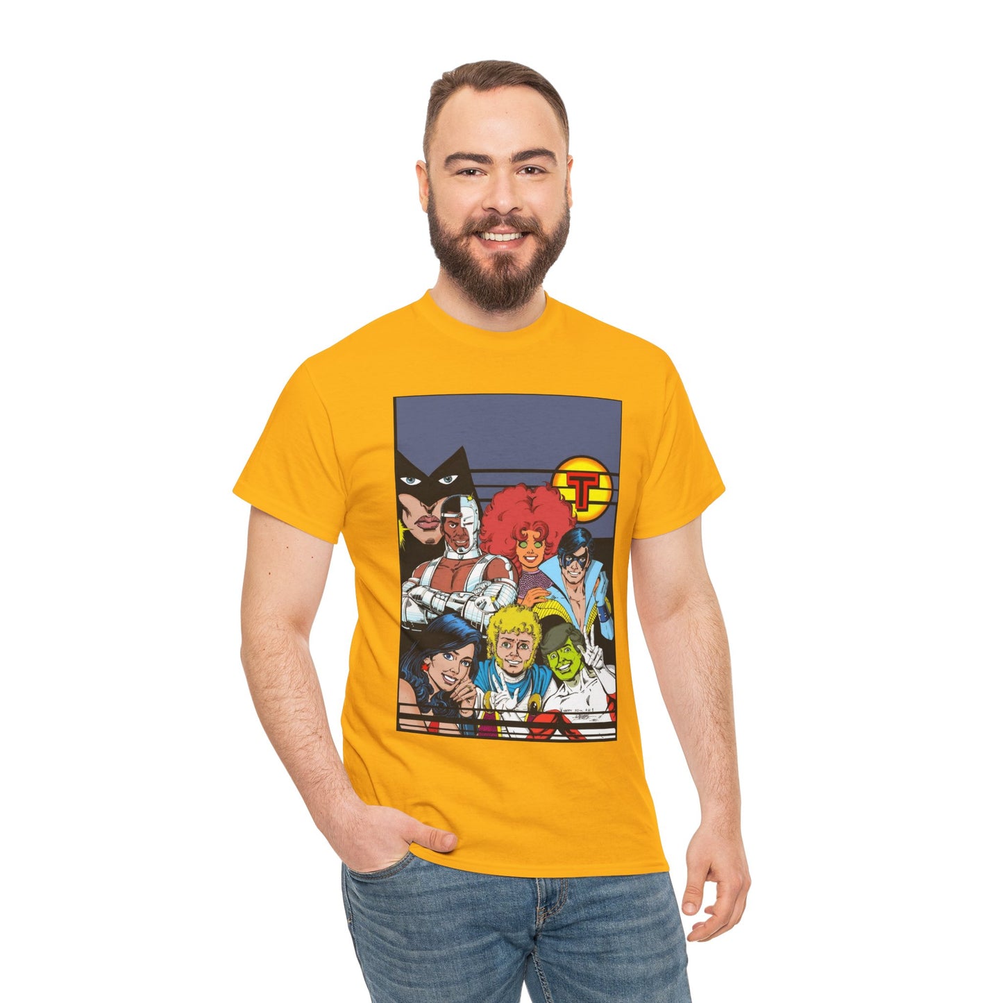 New Teen Titans T-Shirt - George Perez Painted Art - Nightwing, Wonder Girl, Raven, Jericho, Cyborg, Starfire, Changeling - DC Comics