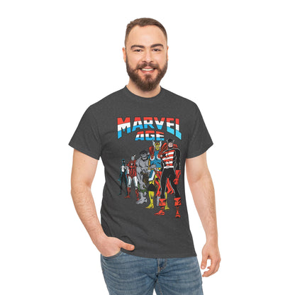 Marvel Age T-Shirt - Captain America, Thor, Incredible Hulk, Iron Man, Spider-Man - New Looks for the 80s