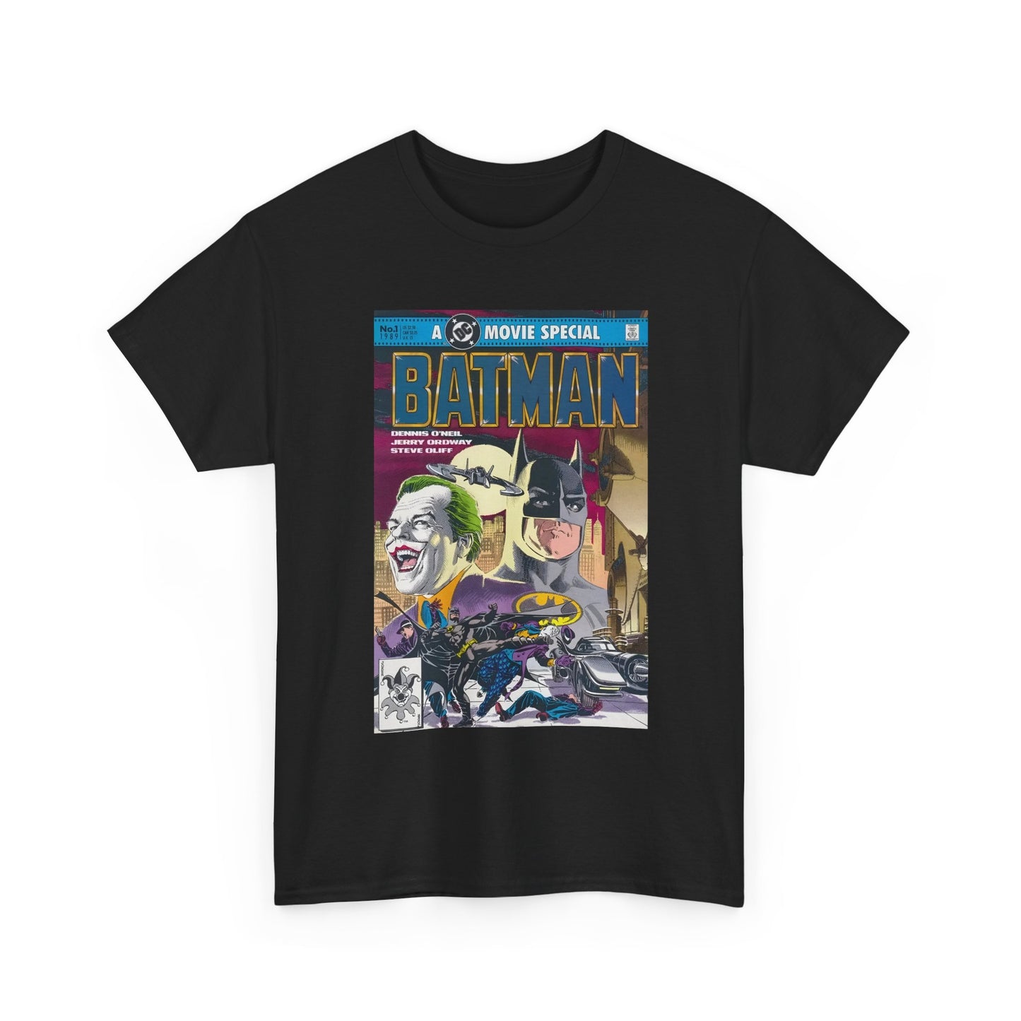 Batman Movie T-Shirt - Jerry Ordway Art - Bruce Wayne & Joker - Gotham City - DC Comics