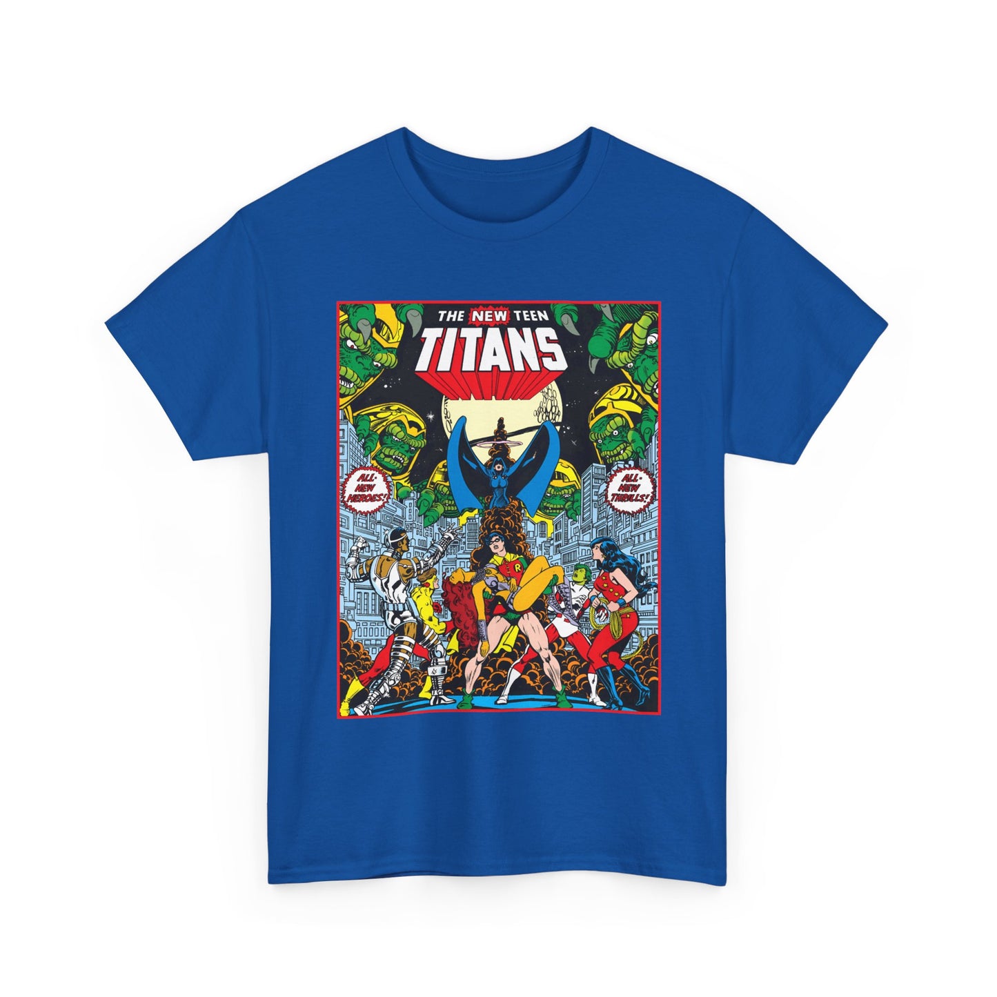New Teen Titans T-Shirt - George Perez Art - #1 Splash Page - Robin, Starfire, Wonder Girl, Cyborg, Raven, Changeling, Kid Flash - DC Comics