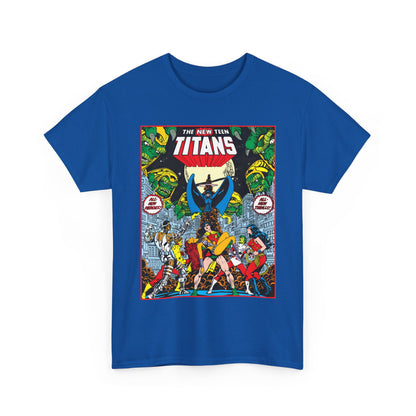 New Teen Titans T-Shirt - George Perez Art - #1 Splash Page - Robin, Starfire, Wonder Girl, Cyborg, Raven, Changeling, Kid Flash - DC Comics