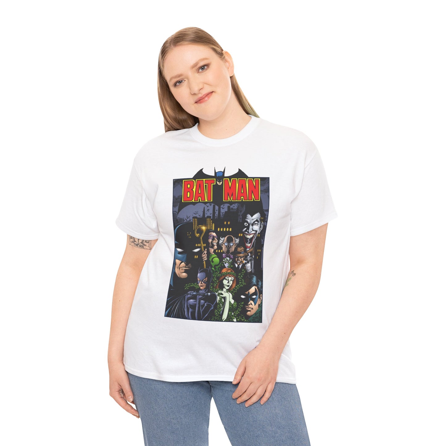 Batman T-Shirt - George Perez Art - Arkham Asylum - Joker, Catwoman, Poison Ivy, Riddler, Nightwing - DC Comics