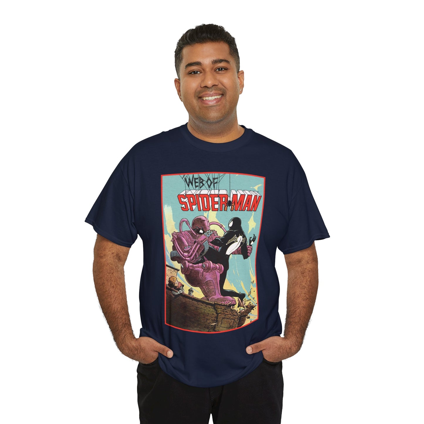 Web of Spider-Man T-Shirt - Charles Vess Art - Peter Parker, Black Symbiote Suit - Webslinger