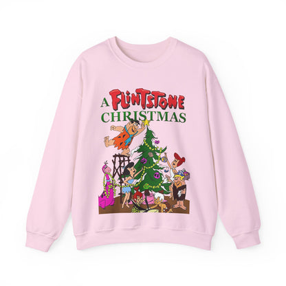Flintstones Christmas Heavy Blend Crewneck Sweatshirt - Fred, Wilma, Barney, Betty