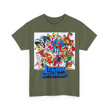 Legion of Super-Heroes T-Shirt - Greg Laroque Art - Who's Who in DC Comics - Superboy, Cosmic Boy, Dream Girl, Dawnstar, Supergirl, Sun Boy, Wildfire, Element Lad, Invisible Kid, Saturn Girl, Lightning Lad - DC Comics