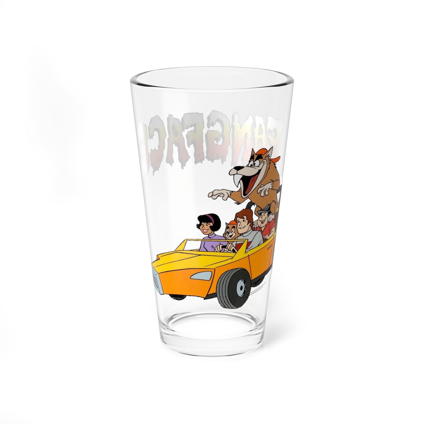 Fangface Pint Glass, 16oz - Ruby-Spears Saturday Morning Cartoon - Puggsy, Biff