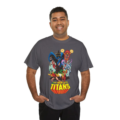 New Teen Titans T-Shirt - George Perez Art - Raven, Cyborg, Robin, Starfire, Wonder Girl, Changeling - DC Comics