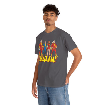 Shazam T-Shirt - Marvel Family Filmation Art - Mary Marvel, Captain Marvel Jr, Uncle Dudley - DC Comics
