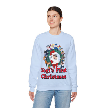 Yogi's First Christmas Crewneck Sweatshirt - Hanna-Barbera TV Holiday Special - Snagglepuss, Huckleberry Hound, Ranger Smith