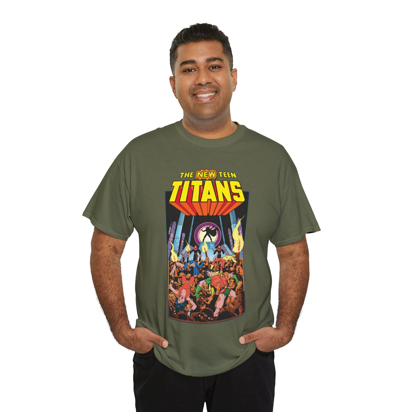 New Teen Titans T-Shirt - George Perez Art - #22 Cover - Wonder Girl, Robin, Raven, Kid Flash - Brother Blood Story - DC Comics