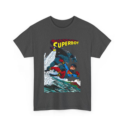 King Shark Vs Superboy T-Shirt - Tom Grummett Art - Connor Kent, Kon-L - Superman Family - DC Comics
