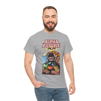 Alpha Flight T-Shirt - John Byrne Art - Guardian, Aurora, Northstar, Shaman, Snowbird, Puck - Marvel Comics