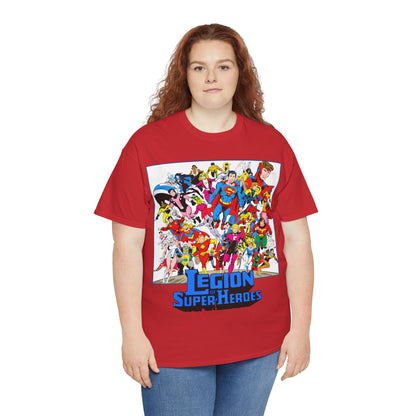 Legion of Super-Heroes T-Shirt - Greg Laroque Art - Who's Who in DC Comics - Superboy, Cosmic Boy, Dream Girl, Dawnstar, Supergirl, Sun Boy, Wildfire, Element Lad, Invisible Kid, Saturn Girl, Lightning Lad - DC Comics