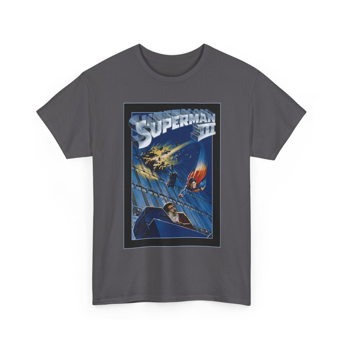 Superman III T-Shirt - Movie Poster Art - Christopher Reeve & Richard Pryor - Metropolis, Man of Steel - DC Comics