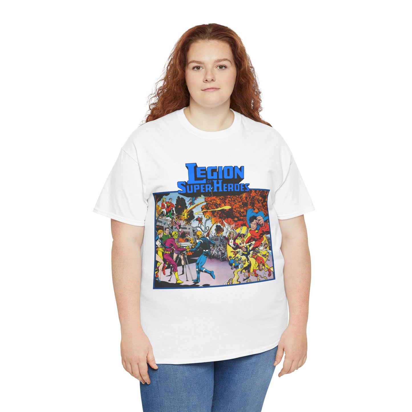 Legion of Super-Heroes T-Shirt - Steve Lightle Art - Mon-El, Saturn Girl, Brainiac 5, Sun Boy, Lightning Lad, Dawnstar, Timber Wolf - LOSH - DC Comics