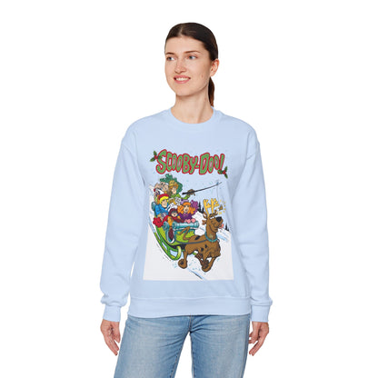 Scooby Doo Christmas Crewneck Sweatshirt - Shaggy, Daphne, Velma, Fred Sleighing Through the Snow