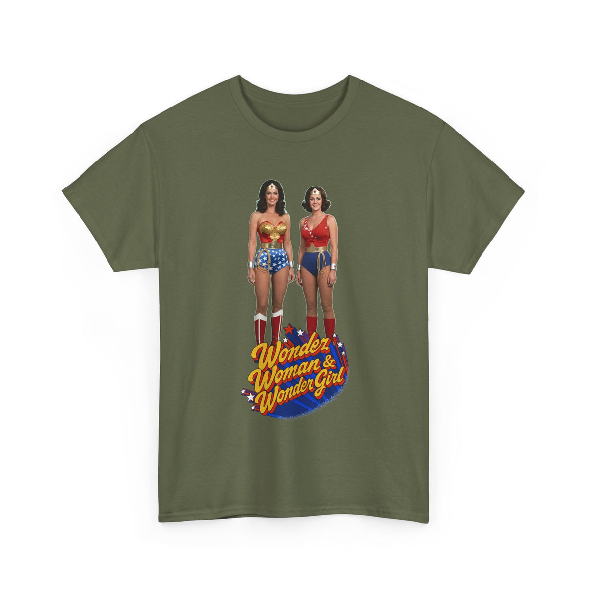 Wonder Woman & Wonder Girl T-Shirt - Lynda Carter Retro 1970s TV Show - DC Comics