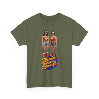 Wonder Woman & Wonder Girl T-Shirt - Lynda Carter Retro 1970s TV Show - DC Comics