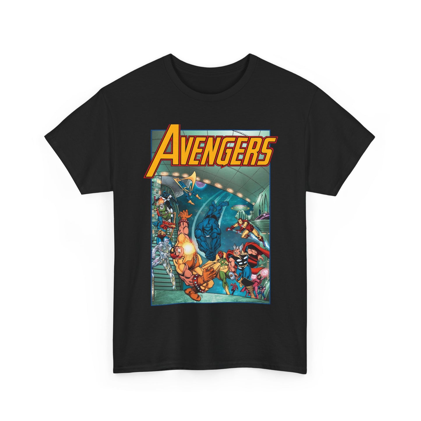Avengers Vs Guardians of the Galaxy T-Shirt - George Perez Art - Tomorrow's Avengers - Thor, Captain America, Iron Man, Scarlet Witch, Vision, Wonder Man - Marvel Comics