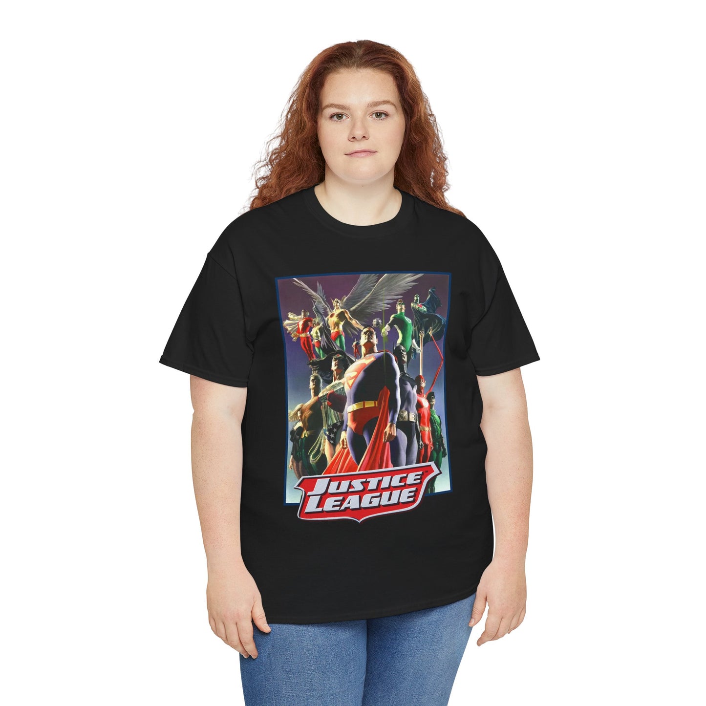 Justice League T-Shirt - Alex Ross Art - Superman, Wonder Woman, Black Canary, Hawkman, Flash, Aquaman, Atom - DC Comics
