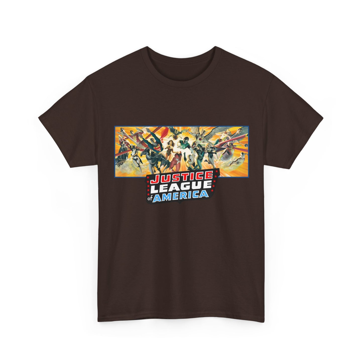 Justice League T-Shirt - Alex Ross Art - Superman, Batman, Wonder Woman, Black Canary, Hawkman, Green Lantern, Adam Strange, Plastic Man, Zatanna - DC Comics
