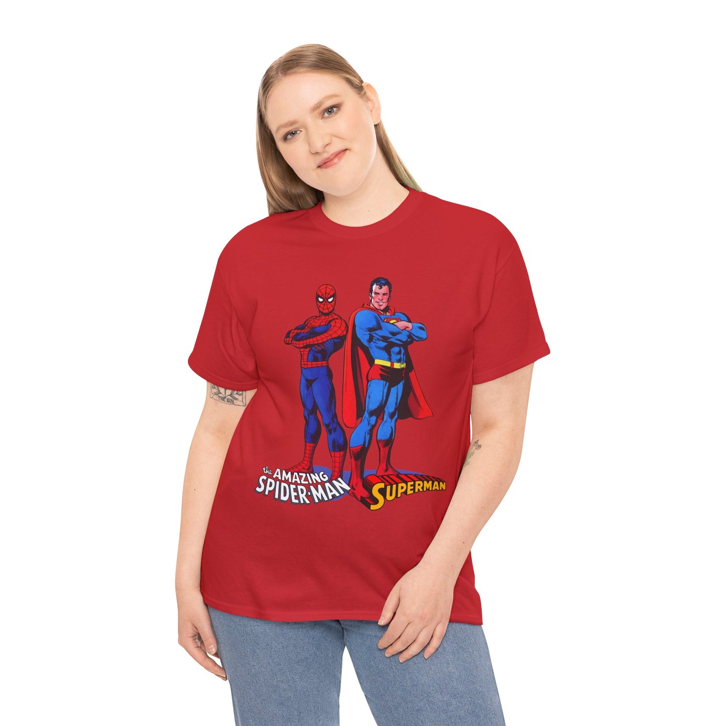 Amazing Spider-Man & Superman T-Shirt - Classic 1970s Marvel/DC Comics Crossover - Peter Parker & Clark Kent