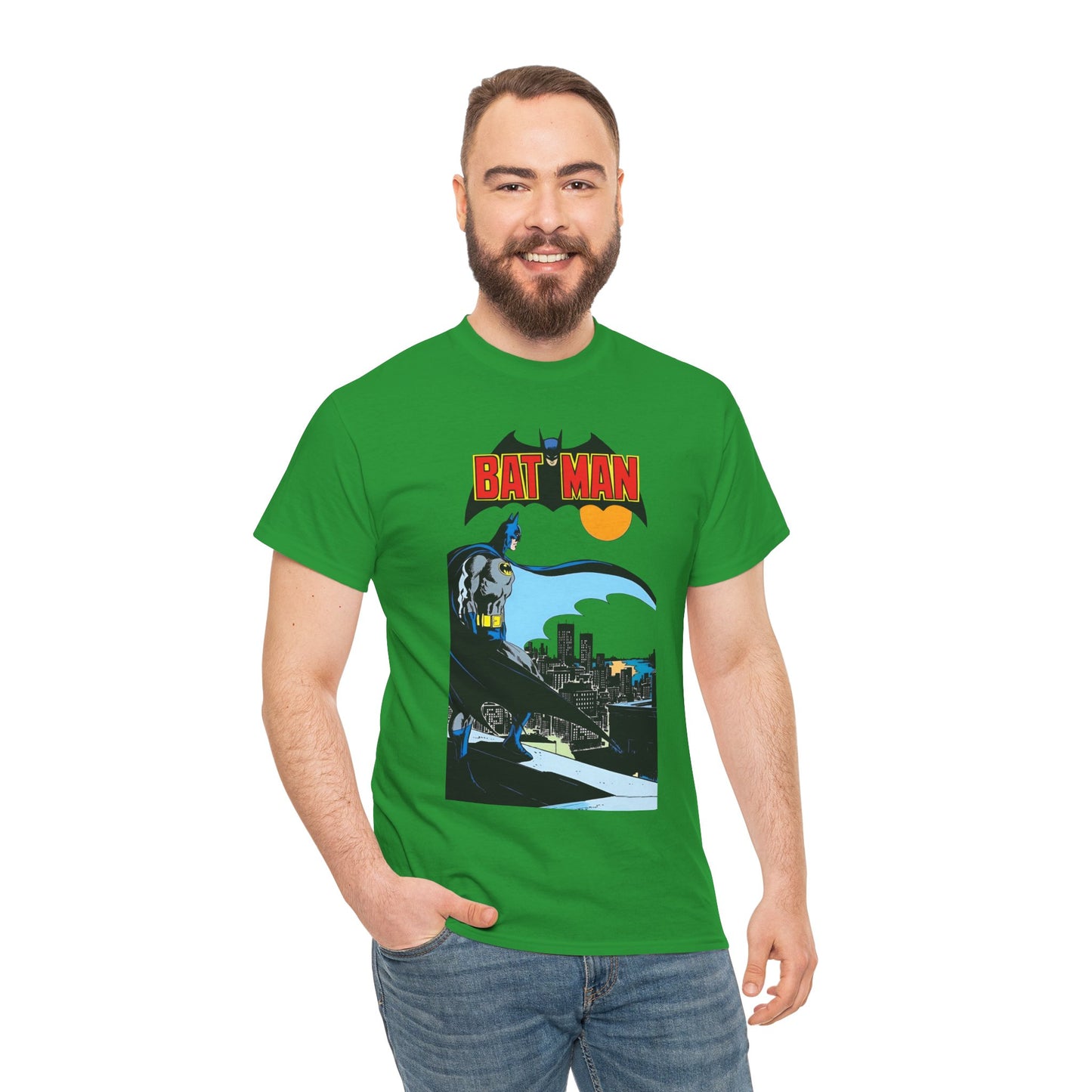 Batman T-Shirt - Jim Aparo Art - Dark Knight Looking Over Gotham City - Bronze Age Art - DC Comics