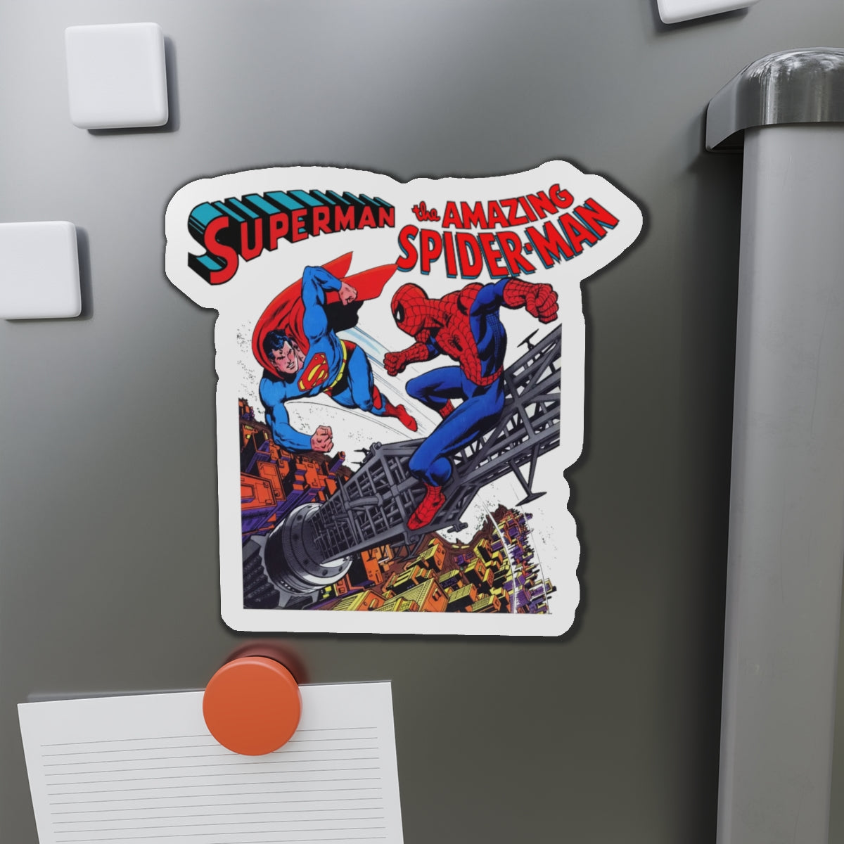 Superman Vs Spider-Man Die-Cut Magnet - DC Comics/Marvel Comics 1970s Crossover - Clark Kent & Peter Parker - 3", 4", 5", 6"