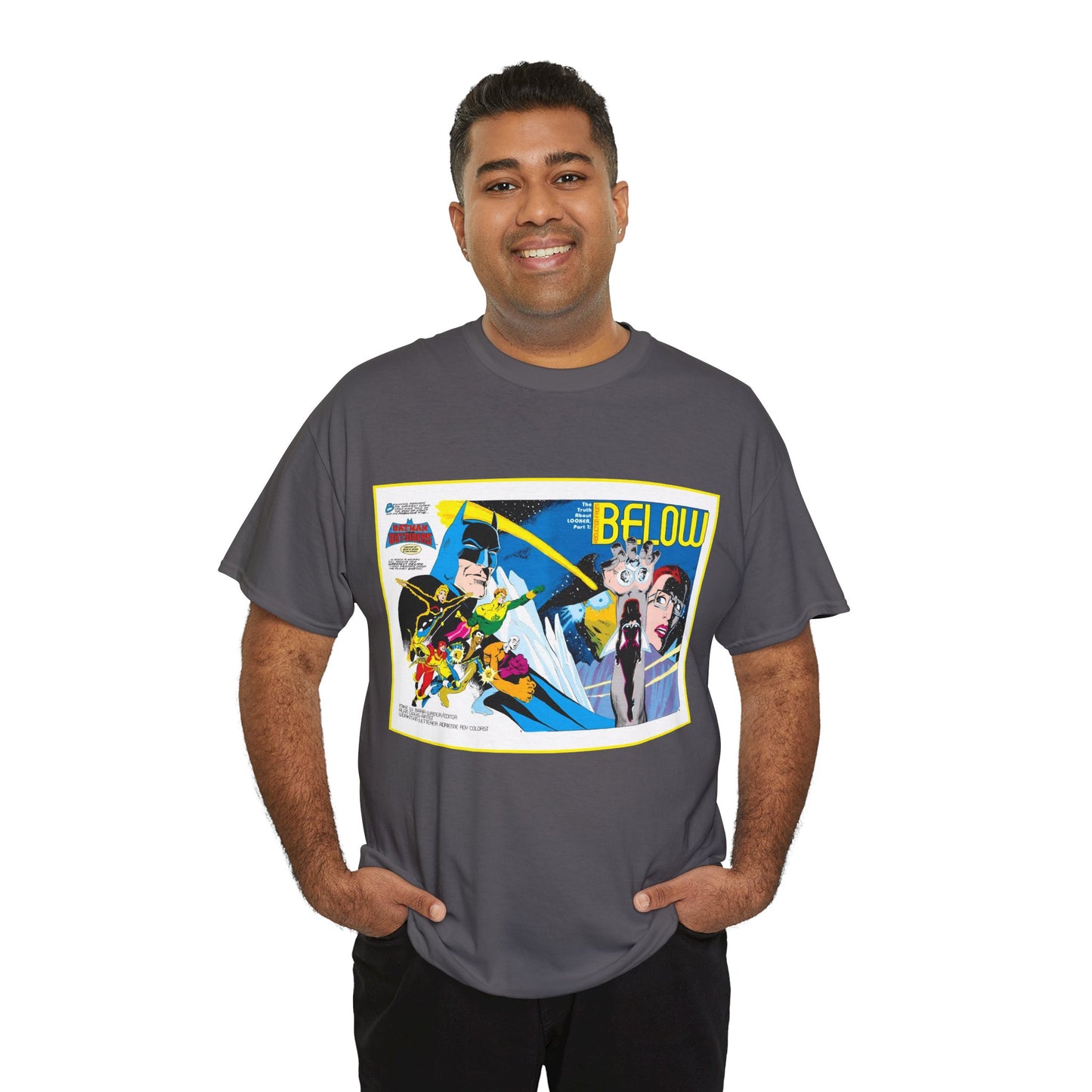 Batman & the Outsiders T-Shirt - Alan Davis Art - Promotional Poster - Looker, Halo, Katana, Geo-Force, Metamorpho, Black Lightning - DC Comics