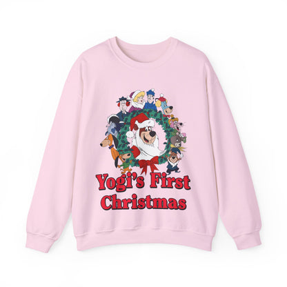Yogi's First Christmas Crewneck Sweatshirt - Hanna-Barbera TV Holiday Special - Snagglepuss, Huckleberry Hound, Ranger Smith