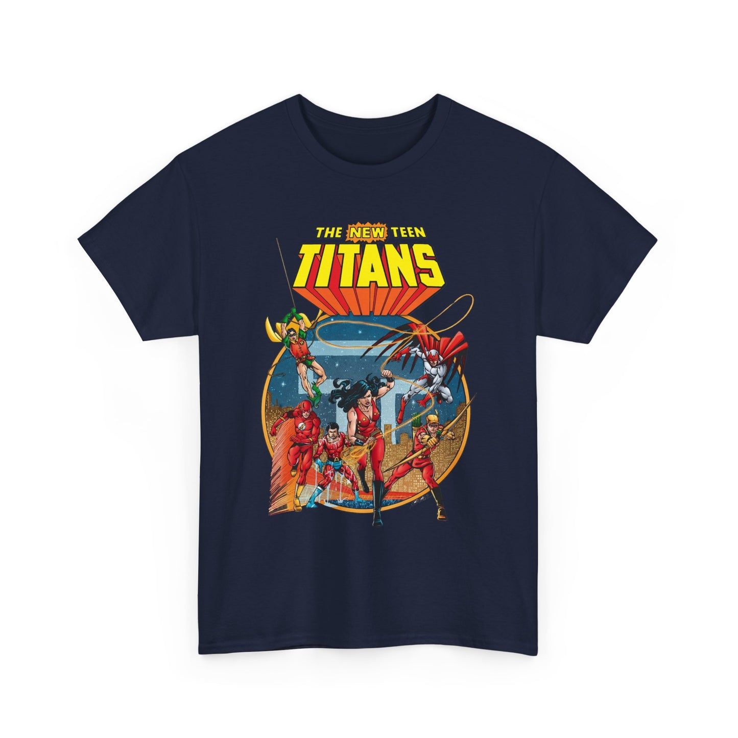 New Teen Titans T-Shirt - George Perez Art - Wonder Girl, Flash, Robin, Speedy, Aqualad, Hawk - DC Comics