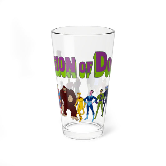 Legion of Doom Pint Glass, 16oz - Super Friends Foes - Hall of Doom - Lex Luthor, Brainiac, Grodd, Riddler, Sinestro, Cheetah, Giganta, Bizarro, Scarecrow