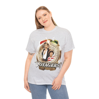 Voyagers T-Shirt - Jon-Erik Hexum, Meeno Peluce - Omni - Popular 1980s Time Travel TV Show - Cult Classic