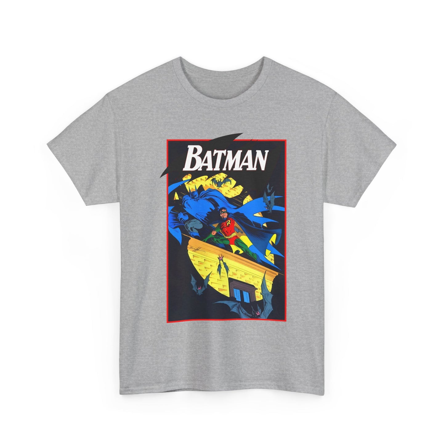 Batman & Robin T-Shirt - Norm Breyfogle Art - Surrounded by Bats in Gotham City - DC Comics