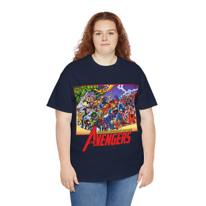 Avengers T-Shirt - George Perez Art - Marvel Comics - Captain America, Iron Man, Thor, She-Hulk, Hawkeye, Vision, Quicksilver - Classic Cover