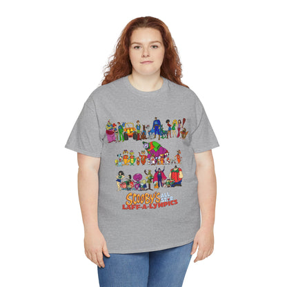 Scooby's All-Star Laff-A-Lympics T-Shirt - Hanna-Barbera Cartoon - Speed Buggy, Yogi Bear, Grape Ape, Scooby Dum, Shaggy, Wally Gator