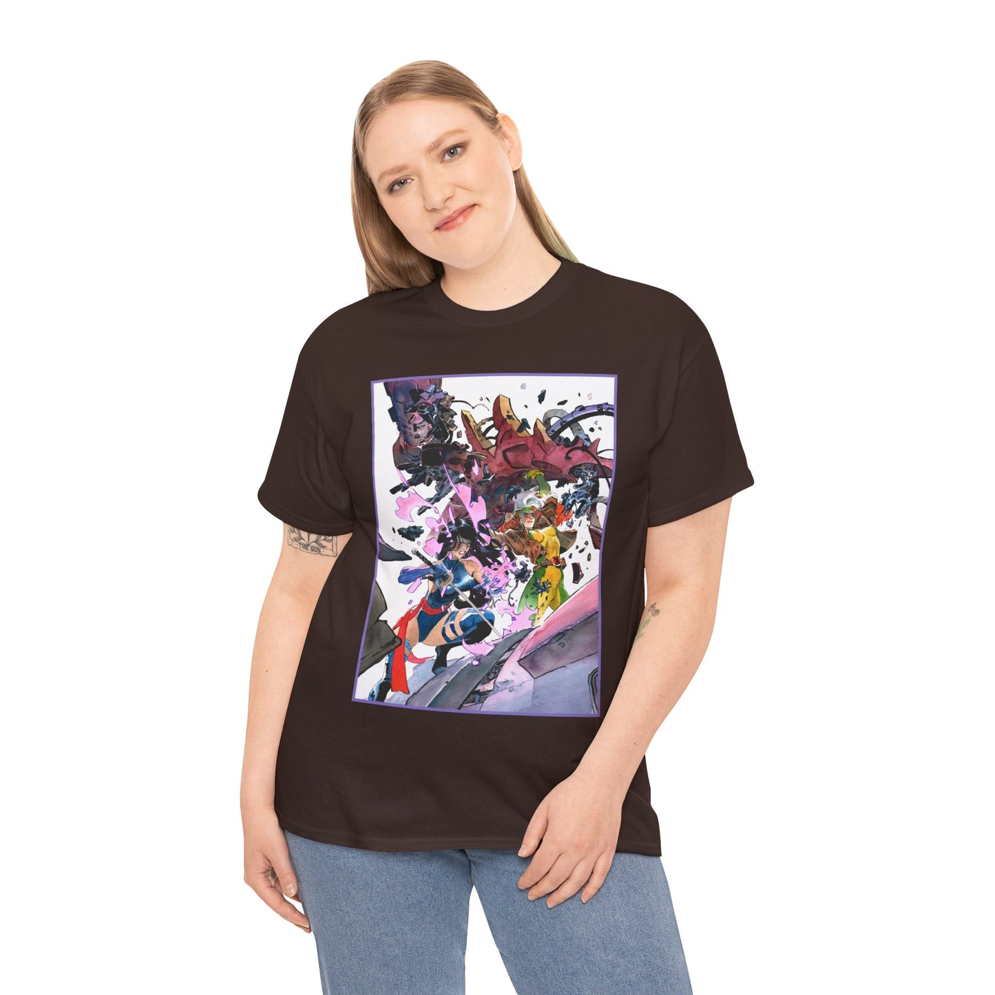 Rogue & Psylocke T-Shirt - Ripping Apart a Sentinel - X-Men Mutants - Marvel Comics