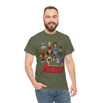 Avengers T-Shirt - John Byrne Art - Captain America, Scarlet Witch, Iron Man, Thor, Vision, Hawkeye, Wonder Man - Marvel Comics