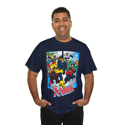 Uncanny X-Men T-Shirt - Classic Dave Cockrum Art - Popular Marvel Comics Series - Wolverine, Storm, Cyclops, Nightcrawler, Jean Grey, Iceman, Banshee, Beast