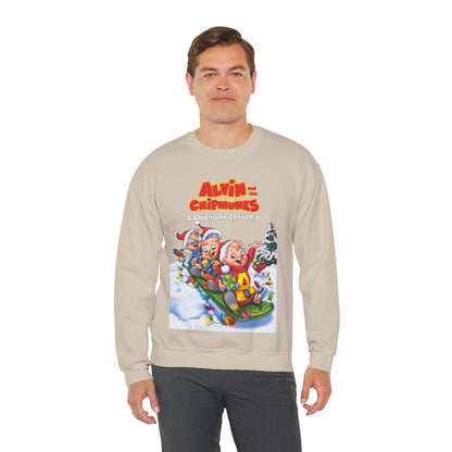 Alvin & the Chipmunks Christmas Special Heavy Blend Crewneck Sweatshirt - Alvin, Simon, Theodore Festive Holiday Cartoon