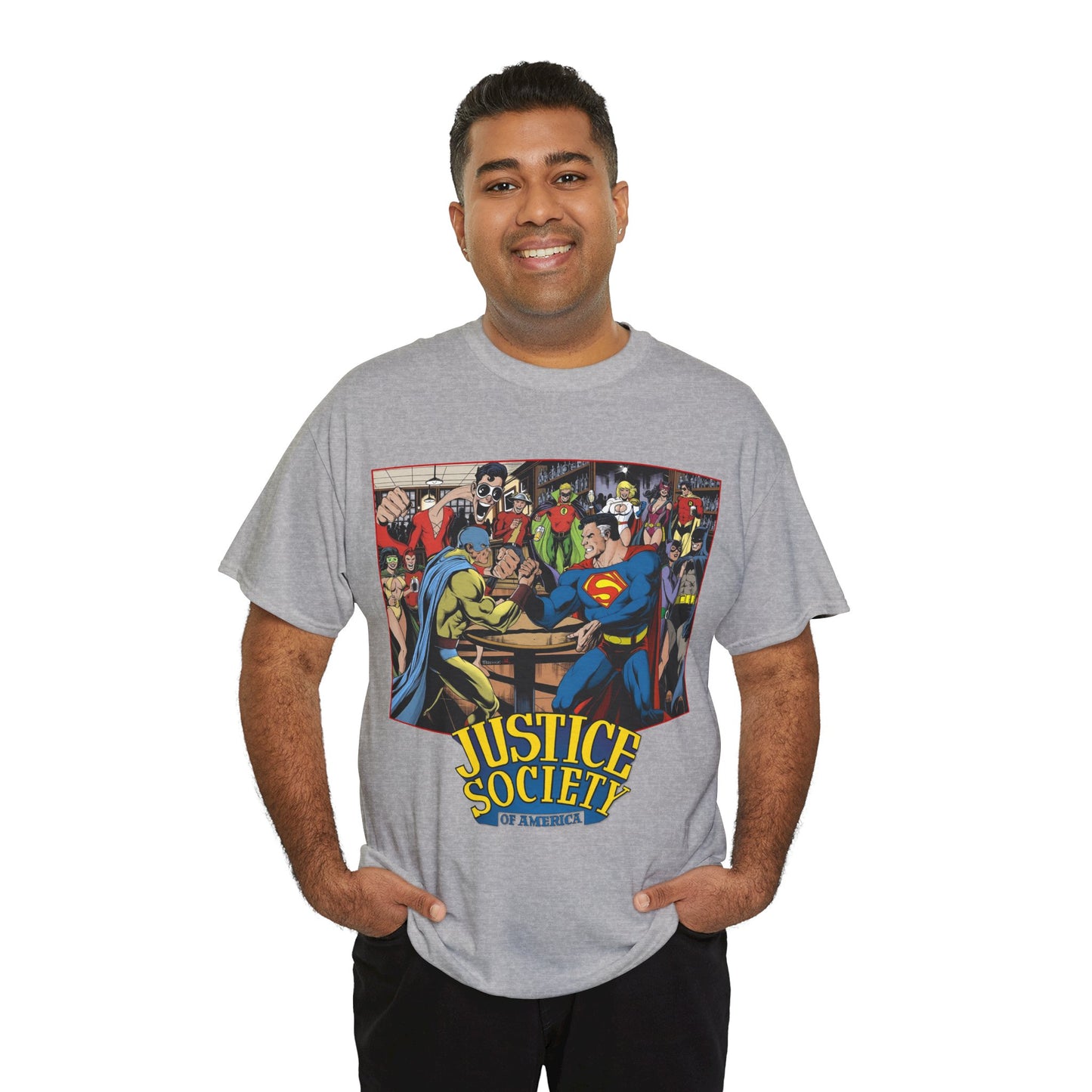 Justice Society of America T-Shirt - Superman, Wonder Woman, Atom, Starman, Huntress, Power Girl, Green Lantern, Batman, Plastic Man, Flash - JSA - DC Comics