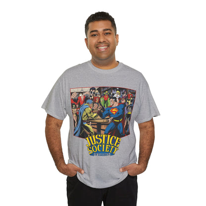 Justice Society of America T-Shirt - Superman, Wonder Woman, Atom, Starman, Huntress, Power Girl, Green Lantern, Batman, Plastic Man, Flash - JSA - DC Comics