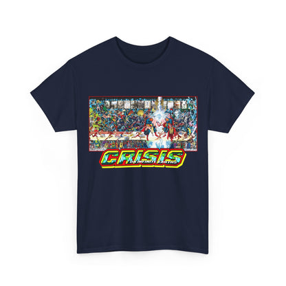 Crisis on Infinite Earths T-Shirt - Jerry Ordway/George Perez Art - Updated 2025 Poster Art - Superman, Wonder Woman, Supergirl, Flash, Harbinger, Pariah, Obsidian, Firestorm - DC Comics